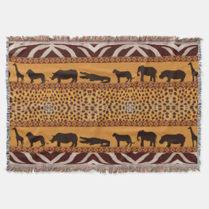 Modern Tribal African Cheetah Pattern Animal Print Throw Blanket