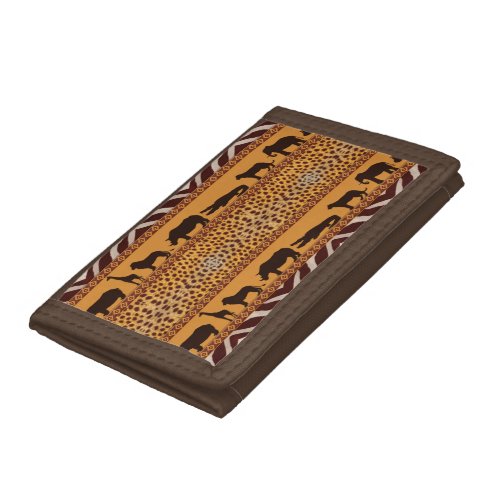 Modern Tribal African Cheetah Pattern Animal Print Trifold Wallet