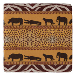 Modern Tribal African Cheetah Pattern Animal Print Trivet