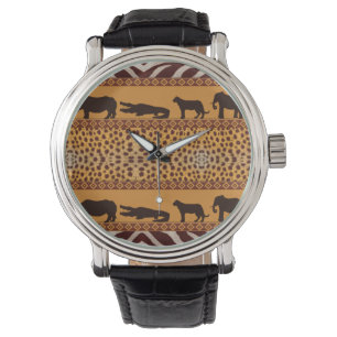 Modern Tribal African Cheetah Pattern Animal Print Watch