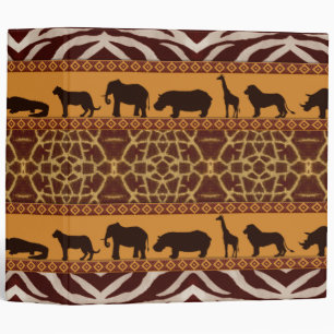 Modern Tribal African Giraffe Pattern Animal Print 3 Ring Binder