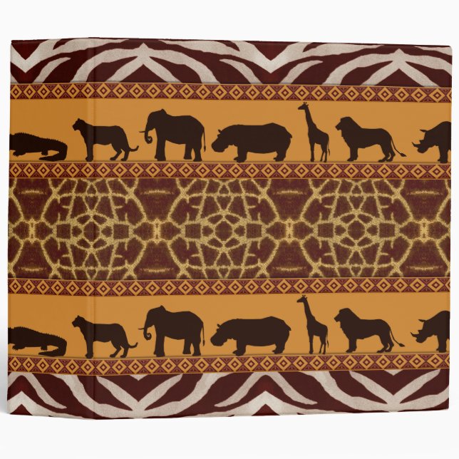 Modern Tribal African Giraffe Pattern Animal Print 3 Ring Binder (Front/Spine)