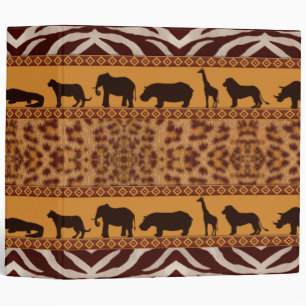Modern Tribal African Jaguar Pattern Animal Print 3 Ring Binder