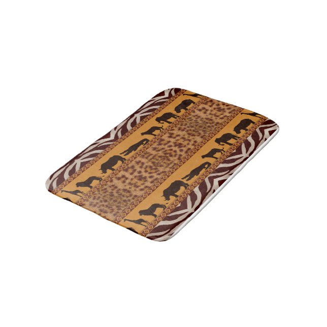 Modern Tribal African Jaguar Pattern Animal Print Bath Mat (Angled)