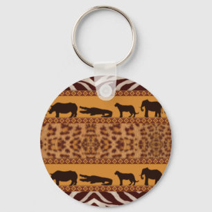 Modern Tribal African Jaguar Pattern Animal Print Keychain