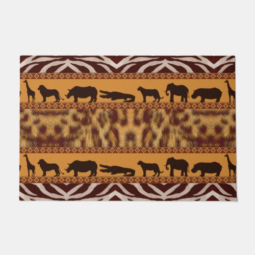 Modern Tribal African Leopard Pattern Animal Print Doormat