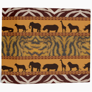 Modern Tribal African Tiger Pattern Animal Print 3 Ring Binder