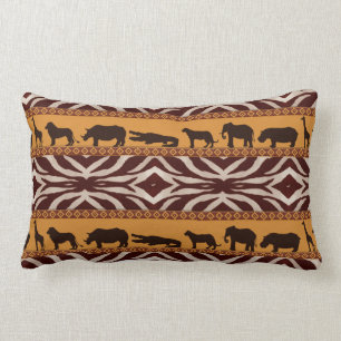 Modern Tribal African Zebra Pattern Animal Print Lumbar Pillow