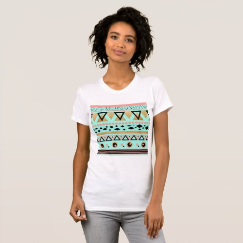 modern tribal aztec faux gold geometric pattern T_Shirt