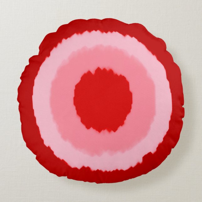 Modern tribal batik circles - dark Chinese red Round Pillow (Front)