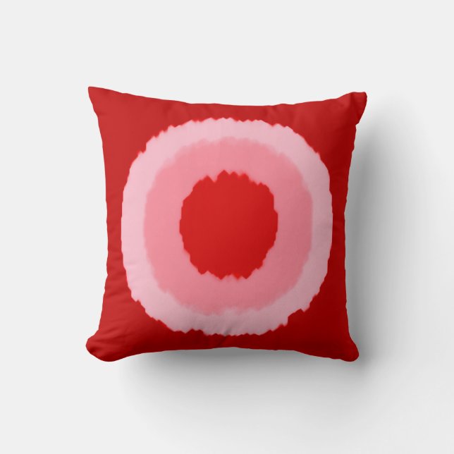 Modern tribal batik circles - dark Chinese red Throw Pillow (Front)