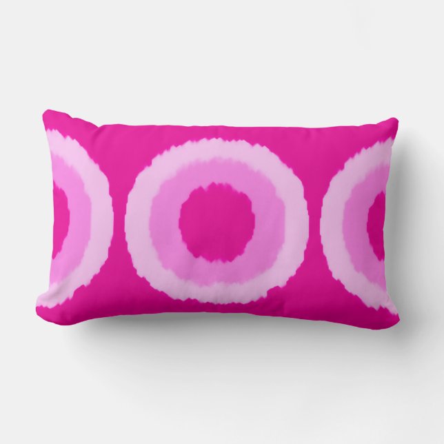 Modern tribal batik circles - fuchsia pink lumbar pillow (Front)