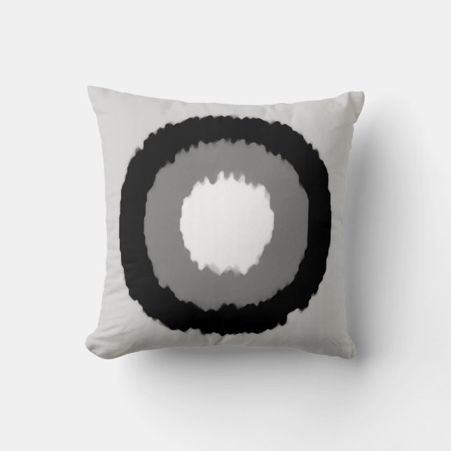 Modern tribal batik circles - shades of grey throw pillow (Front)