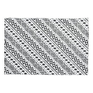 Modern Tribal Black and White Geometric Pillow Case