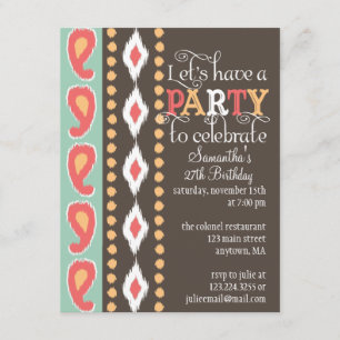 Modern Tribal Colorful Birthday Party Invitation