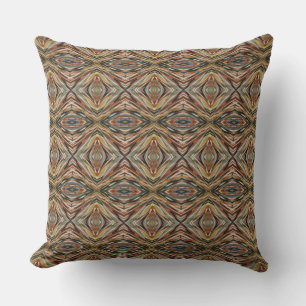 Modern Tribal Diamond Tile Abstract Earthy Outdoor Pillow