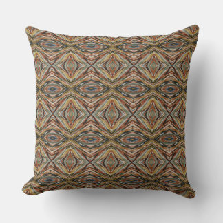 Modern Tribal Diamond Tile Abstract Earthy Outdoor Pillow