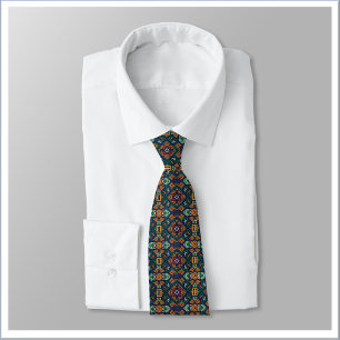 Modern Tribal Ethnic Geometric Pattern Neck Tie