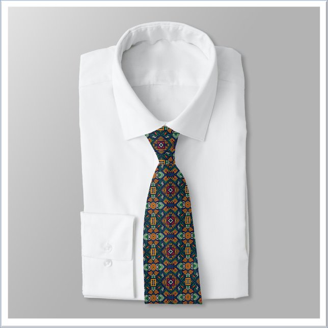 Modern Tribal Ethnic Geometric Pattern Neck Tie (Creator Uploaded)