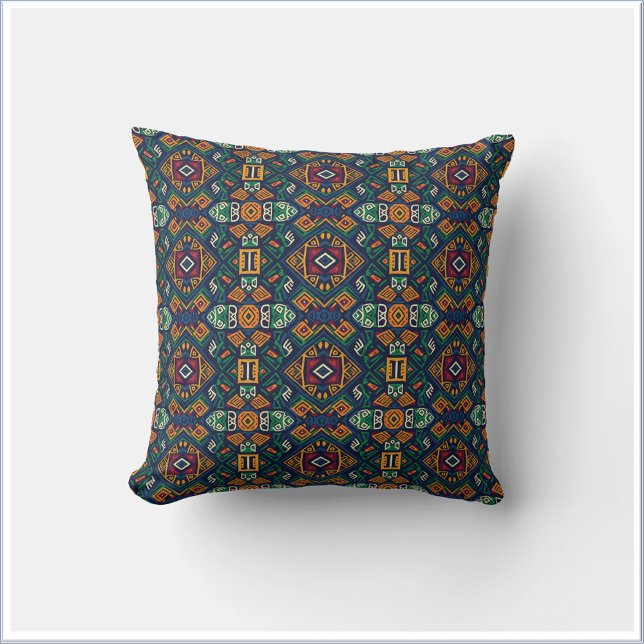 Modern Tribal Ethnic Geometric Pattern Throw Pillow (Creator Uploaded)