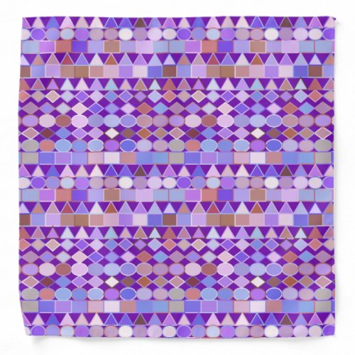 Modern Tribal Geometric Amethyst Purple and Taupe Bandana