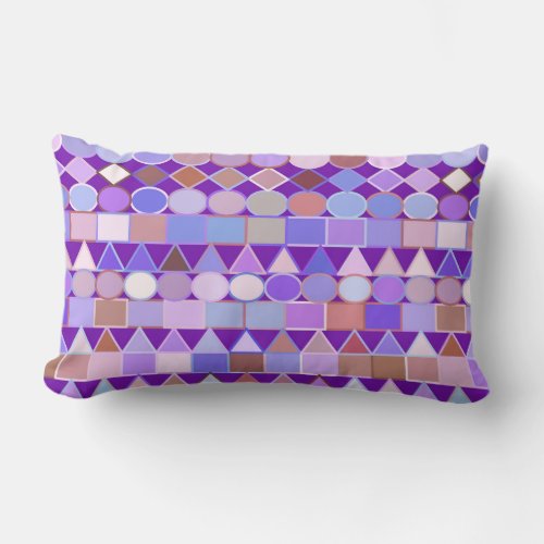 Modern Tribal Geometric Amethyst Purple and Taupe Lumbar Pillow