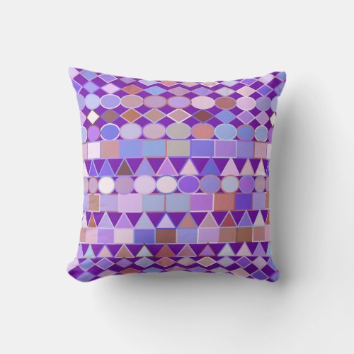 Modern Tribal Geometric Amethyst Purple and Taupe Throw Pillow