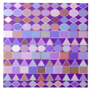 Modern Tribal Geometric, Amethyst Purple and Taupe Tile