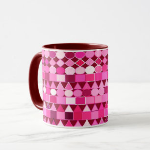 Modern Tribal Geometric, Burgundy and Pink Mug