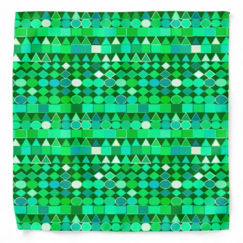 Modern Tribal Geometric Emerald Green and Aqua Bandana