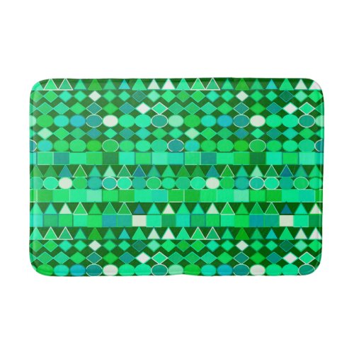 Modern Tribal Geometric Emerald Green and Aqua Bath Mat