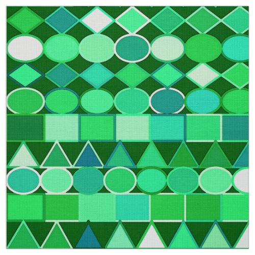 Modern Tribal Geometric Emerald Green and Aqua Fabric