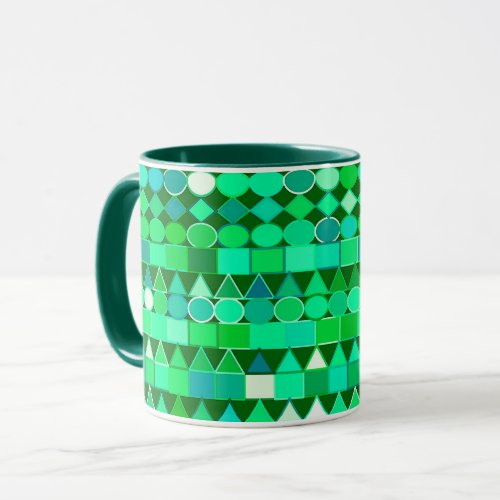 Modern Tribal Geometric Emerald Green and Aqua Mug