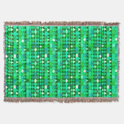Modern Tribal Geometric Emerald Green and Aqua Throw Blanket