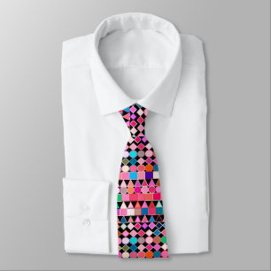 Modern Tribal Geometric, Jewel Colors on Black Tie
