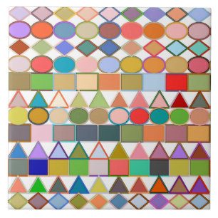 Modern Tribal Geometric, Multi Pastels on white Ceramic Tile