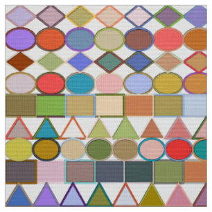 Modern Tribal Geometric, Multi Pastels on white Fabric