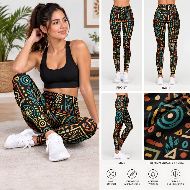 Modern Tribal Geometric Pattern Leggings (Creator Uploaded)