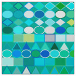 Modern Tribal Geometric, Sea Glass Aqua and Blue Fabric