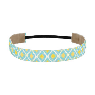 Modern tribal ikat blue yellow fashion athletic headband