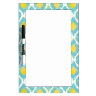 Modern tribal ikat blue yellow fashion Dry-Erase board