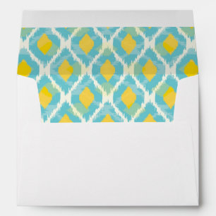 Modern tribal ikat blue yellow fashion envelope
