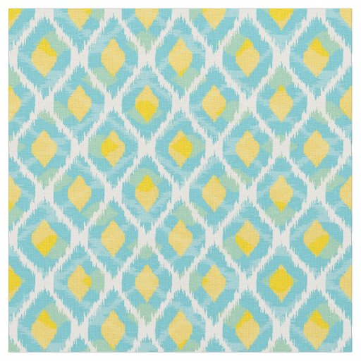 Modern tribal ikat blue yellow fashion fabric