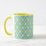 Modern tribal ikat blue yellow fashion mug