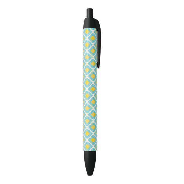 Modern tribal ikat blue yellow fashion pen (Bottom (Vertical))