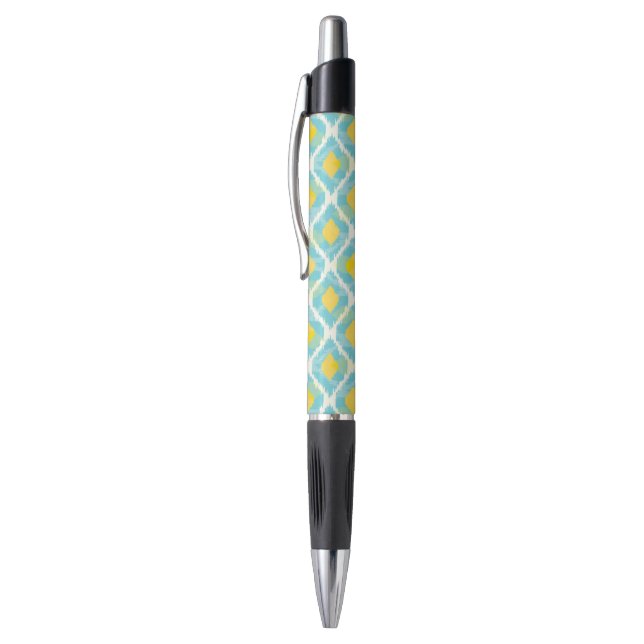 Modern tribal ikat blue yellow fashion pen (Top (Vertical))