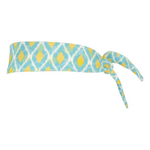 Modern tribal ikat blue yellow fashion tie headband