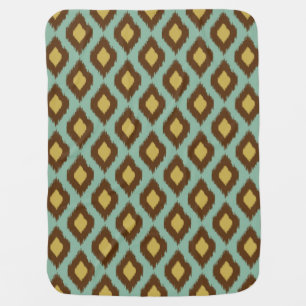 Modern tribal ikat blue yellow modern baby blanket