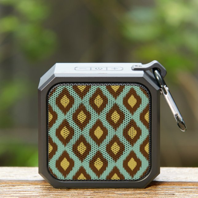 Modern tribal ikat blue yellow modern bluetooth speaker (Insitu(Outdoor))