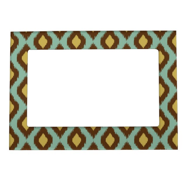 Modern tribal ikat blue yellow modern magnetic frame (Front)